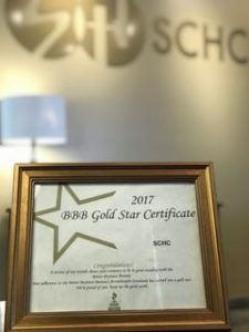 SCHC Is Awarded With Better Business Bureau’s Gold Star Certificate 1